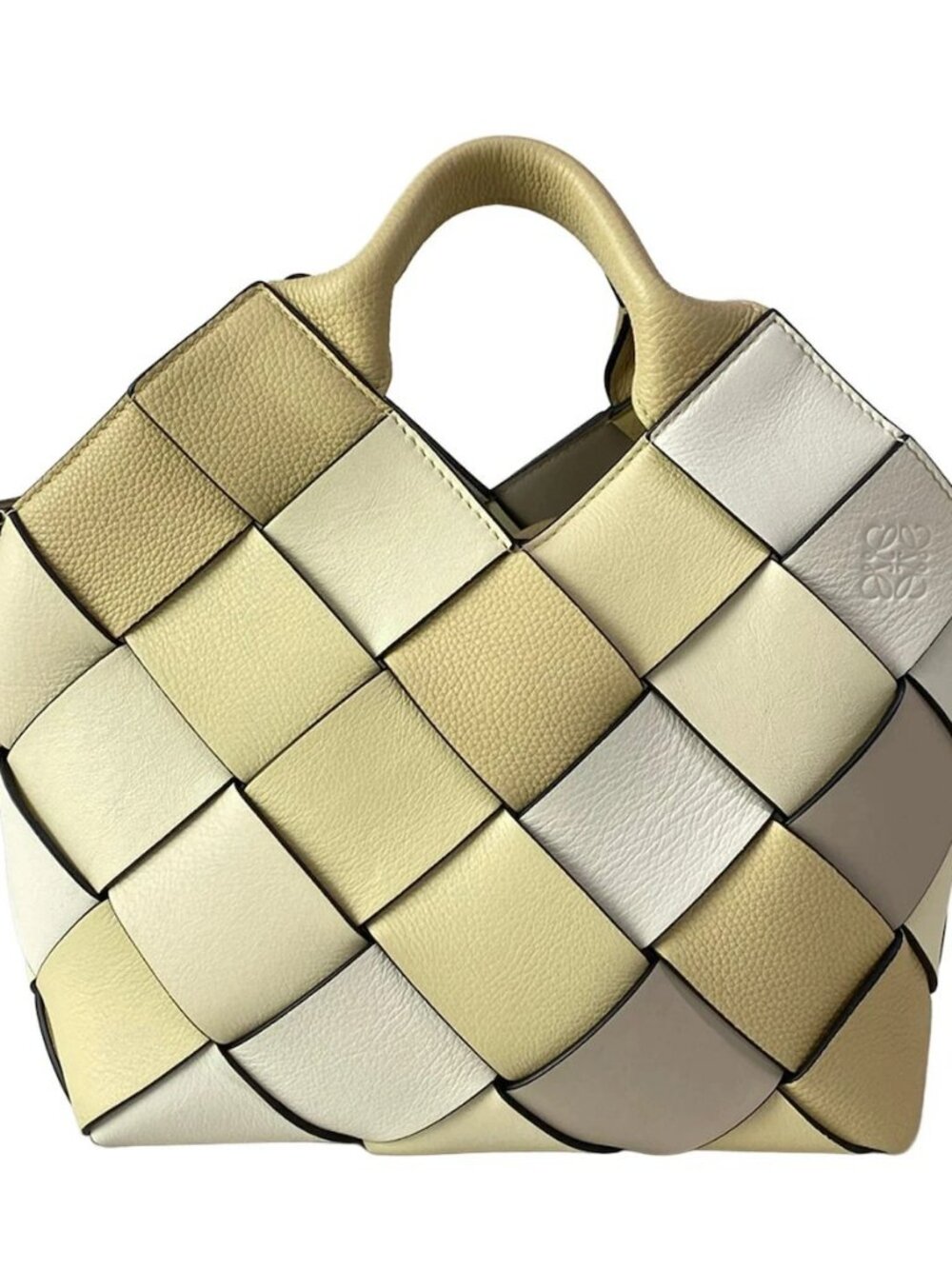 LOEWE Woven Basket Bag Small A521T32X07 Beige Cream White Calf Skin Tote Bag